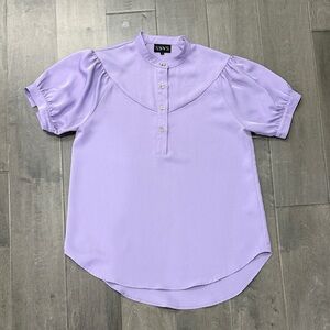 SSYS Lavender Short-Sleeve Button Yoke Blouse